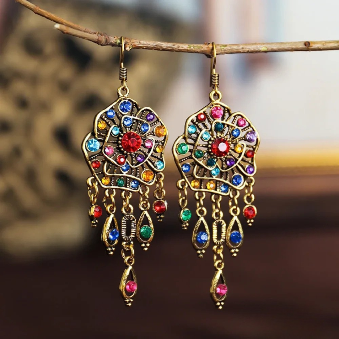 Boucles d'Oreilles Mandala Vintage Multicolore