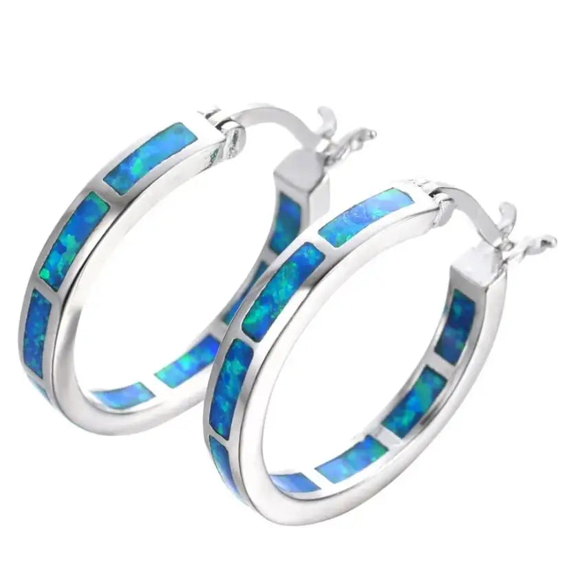 Créoles Chic avec Opale Bleue