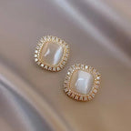 Boucles d'Oreilles Carrées Chic avec Opale et Zircon