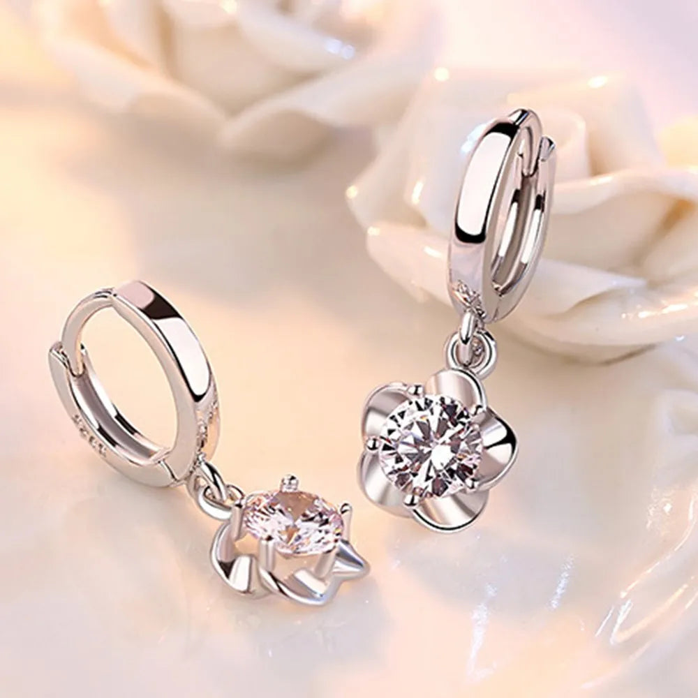 Boucles d'oreilles en argent sterling avec zirconia violet et blanc