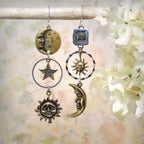 Boucles d'oreilles avec pendentif Soleil et Lune