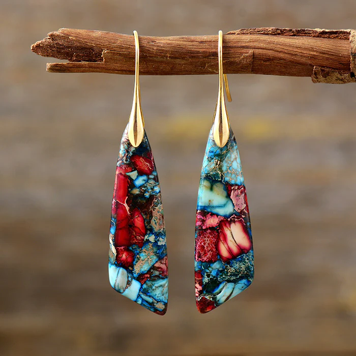 Boucles d'oreilles avec Pierres Multicolores