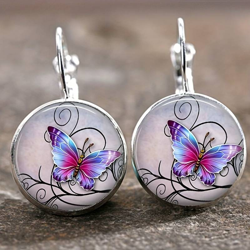 Boucles d'Oreilles Vintage Vlinder avec Cristaux Arrondis